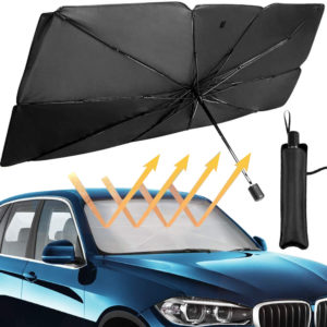 מגן שמש לרכב בעיצוב מטריה למניעת התחממות וכיסוי השמשה 1